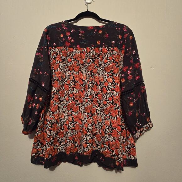 Cafe Marrakesh Floral Peasant Top Women XL Prairie Festival Crochet Boho Cottage - Picture 12 of 13